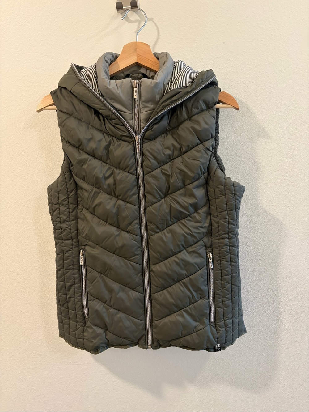 Marc New York Quilted Hooded Puffer Vest in Olive